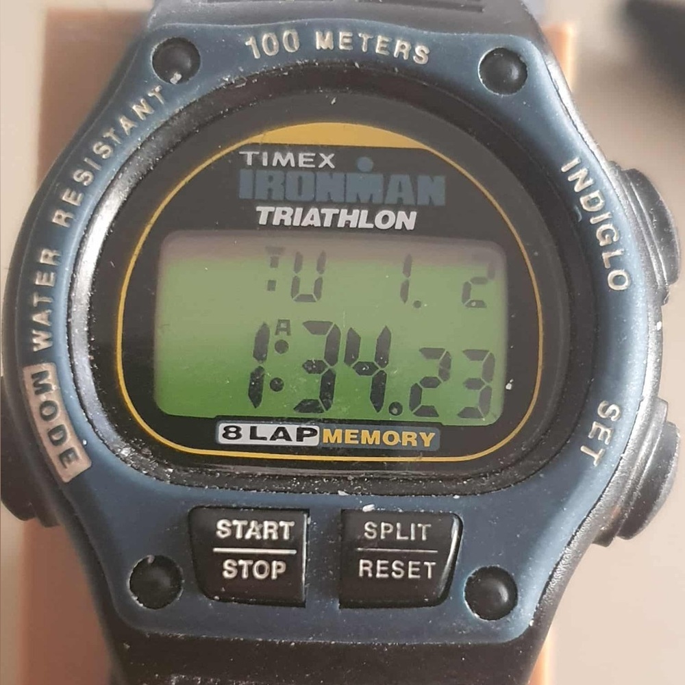 🦋10/$20🦋 Vtg Timex Ironman Triathlon Blue/Black Nylon Digital Women's Watch